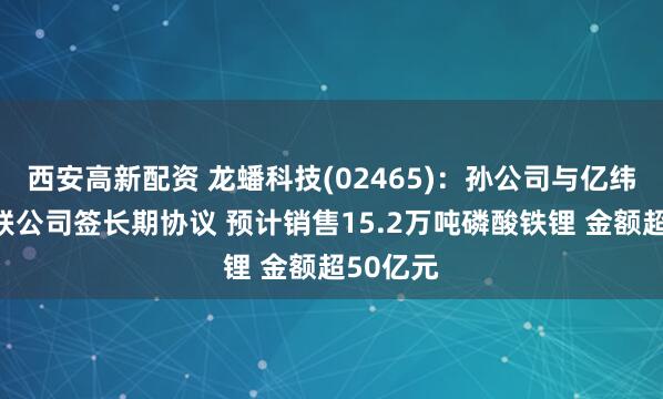 西安高新配资 龙蟠科技(02465)：孙公司与亿纬锂能关联公司签长期协议 预计销售15.2万吨磷酸铁锂 金额超50亿元